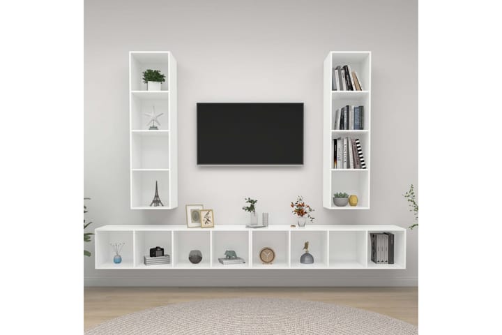 Seinäkiinnitettävät TV-tasot 4 kpl - Valkoinen - TV-kaappi