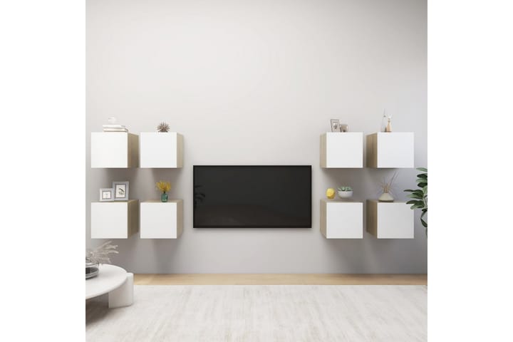 Seinäkiinnitettävät TV-tasot 8 kpl/tammi 30,5x30x30cm - TV-kaappi
