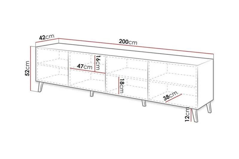 Strontian Tv-skåp 200 cm Scandinavian Choice Black - Huonekalut - TV- & Mediakalusteet - TV-kaappi