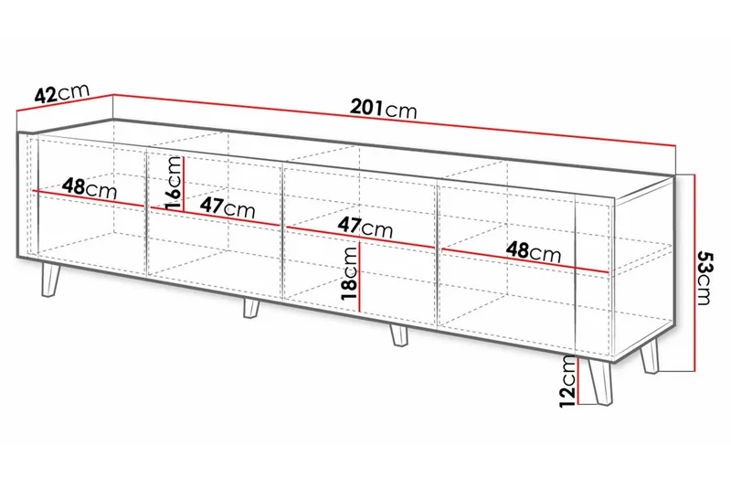Strontian Tv-skåp 201 cm Scandinavian Choice Black - Huonekalut - TV- & Mediakalusteet - TV-kaappi