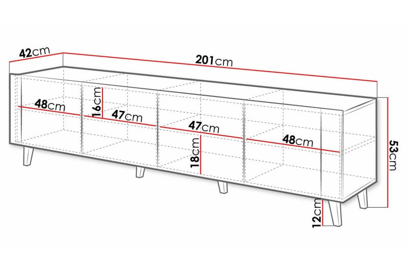 Strontian Tv-skåp 201 cm Scandinavian Choice Black - Huonekalut - TV- & Mediakalusteet - TV-kaappi