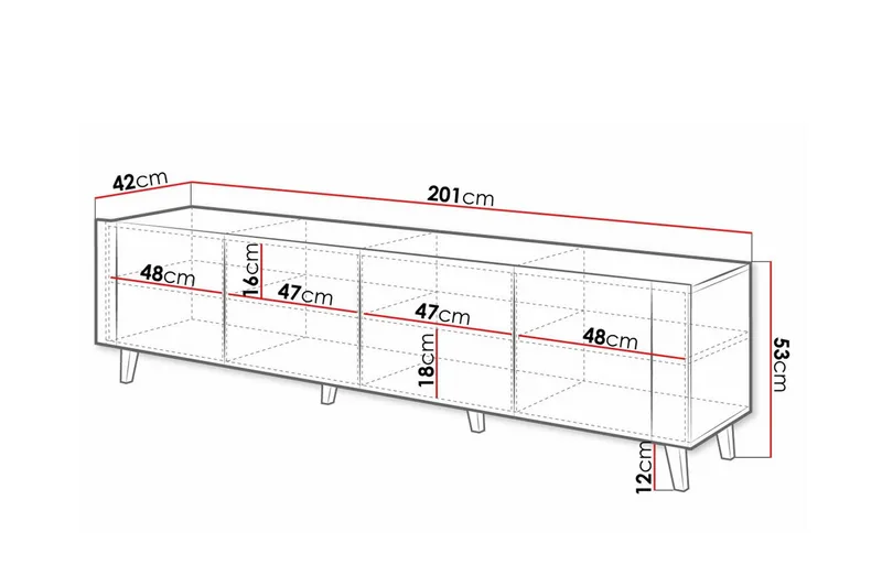 Strontian Tv-skåp 201 cm Scandinavian Choice White - Huonekalut - TV- & Mediakalusteet - TV-kaappi