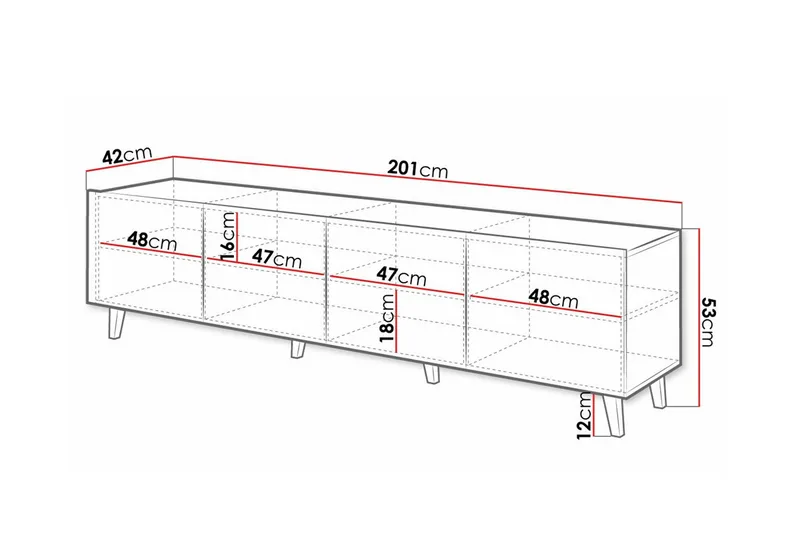Strontian Tv-skåp 201 cm Scandinavian Choice White - Huonekalut - TV- & Mediakalusteet - TV-kaappi