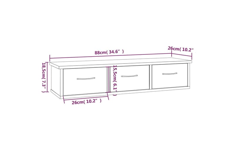 TV-seinäkaappi harmaa Sonoma 88x26x18,5 cm tekninen puu - Harmaa - Huonekalut - TV- & Mediakalusteet - TV-kaappi