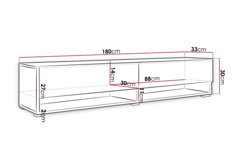 Tv-taso Bulvine 180 cm RGB LED - Luonnonväri - TV-kaappi