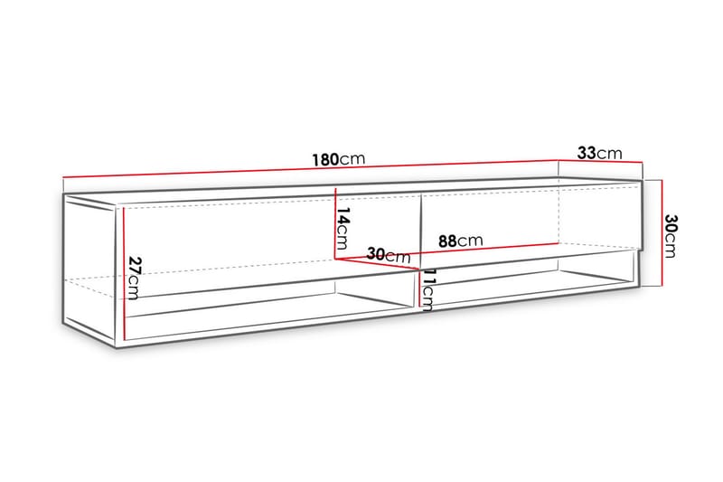 Tv-taso Bulvine 180 cm RGB LED - Luonnonväri - TV-kaappi