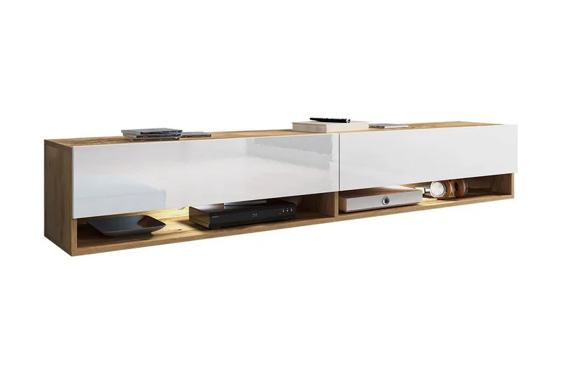 Tv-taso Bulvine 180 cm, Valkoinen/Luonnonväri