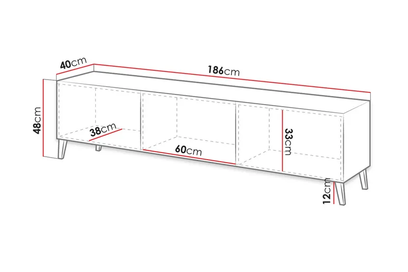 TV-taso Demjen 155 cm - Musta - Huonekalut - TV- & Mediakalusteet - TV-kaappi