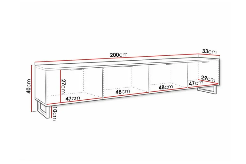 TV-taso Galbally 200 cm - Ruskea - Huonekalut - TV- & Mediakalusteet - TV-kaappi