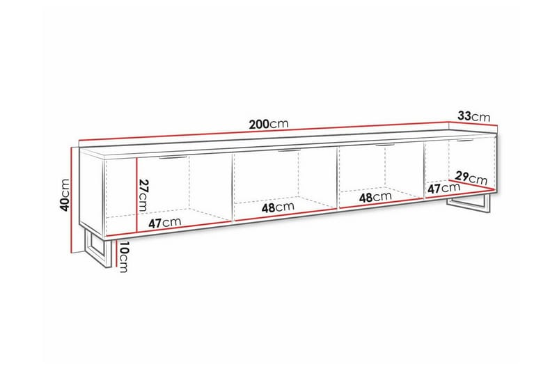 TV-taso Galbally 200 cm - Ruskea - Huonekalut - TV- & Mediakalusteet - TV-kaappi