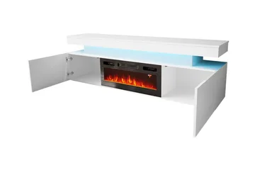 TV taso Glenndale säilytystilalla + LED-kiuas + Valaistus 190 cm - Valkoinen - Huonekalut - TV- & Mediakalusteet - Tv taso & Mediataso