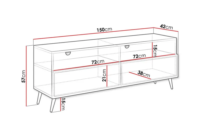 TV-taso Kintore 150 cm - Musta - Huonekalut - TV- & Mediakalusteet - TV-kaappi
