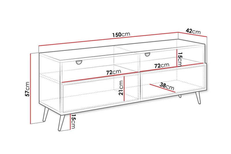 TV-taso Kintore 150 cm - Musta - Huonekalut - TV- & Mediakalusteet - TV-kaappi