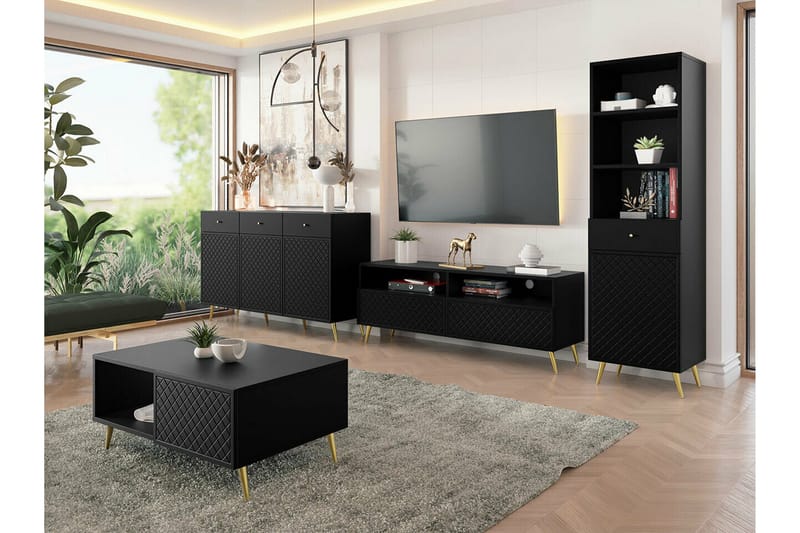 TV-taso Kintore 150 cm - Musta - Huonekalut - TV- & Mediakalusteet - TV-kaappi