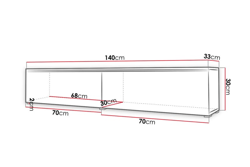 Tv-taso Lourmais 140 cm - Luonnonväri/Musta - Huonekalut - TV- & Mediakalusteet - TV-kaappi