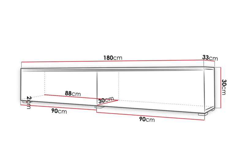 Tv-taso Lourmais 180 cm Valkoinen LED - Luonnonväri - TV-kaappi