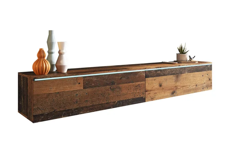 Tv-taso Lourmais 180 cm Valkoinen LED, Luonnonväri