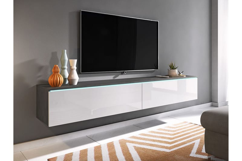 Tv-taso Lourmais 180 cm Valkoinen LED - Valkoinen - Huonekalut - TV- & Mediakalusteet - TV-kaappi