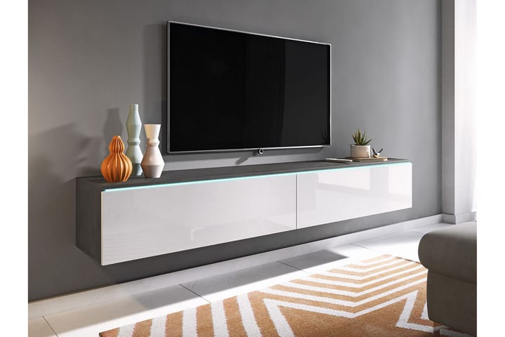 Tv-taso Lourmais 180 cm Valkoinen LED - Valkoinen - TV-kaappi