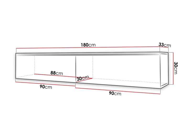 Tv-taso Lourmais 180 cm Valkoinen LED - Valkoinen - TV-kaappi