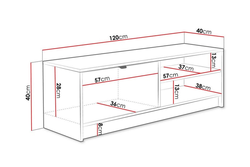 TV-taso Novaj 120 cm - Valkoinen - TV-kaappi