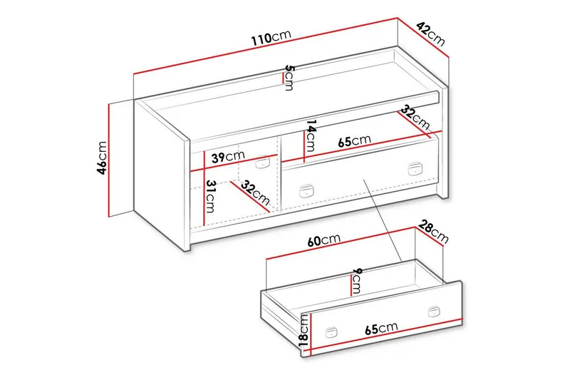 TV-taso Rathmore 110 cm - Harmaa - Huonekalut - TV- & Mediakalusteet - TV-kaappi