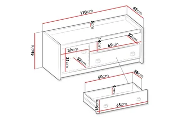 TV-taso Rathmore 110 cm - Harmaa - Huonekalut - TV- & Mediakalusteet - Tv taso & Mediataso