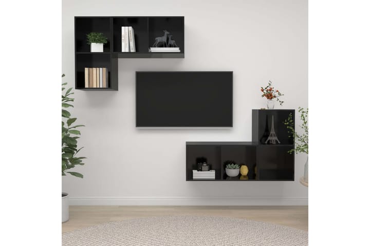 TV-taso Seinäkiinnitettävä 4 kpl - Musta - TV-kaappi