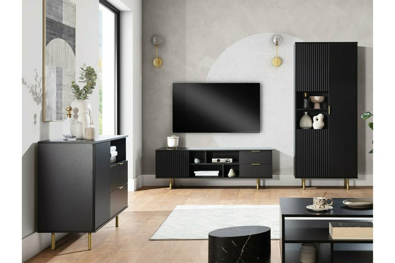 TV-taso Staffin 150 cm - Musta - Huonekalut - TV- & Mediakalusteet - TV-kaappi