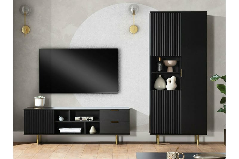 TV-taso Staffin 150 cm - Musta - Huonekalut - TV- & Mediakalusteet - TV-kaappi