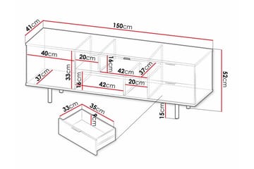 TV-taso Staffin 150 cm - Musta - Huonekalut - TV- & Mediakalusteet - Tv taso & Mediataso