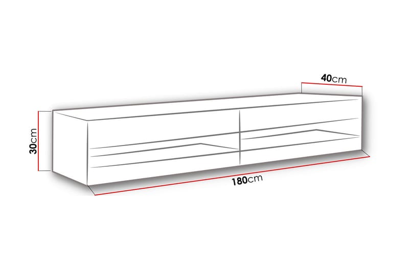 TV-taso Veria 180 cm Sininen LED - Luonnonväri/Musta - TV-kaappi