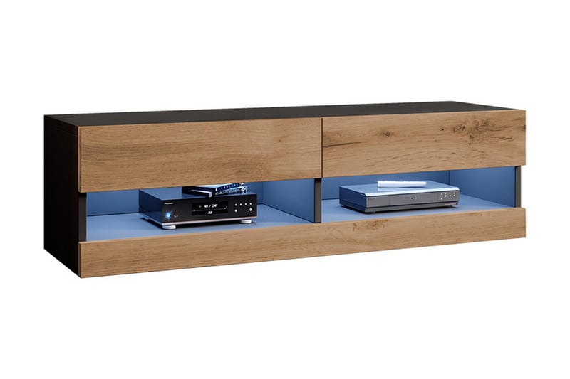 TV-taso Veria 180 cm Valkoinen LED - Luonnonväri/Musta - Huonekalut - TV- & Mediakalusteet - TV-kaappi