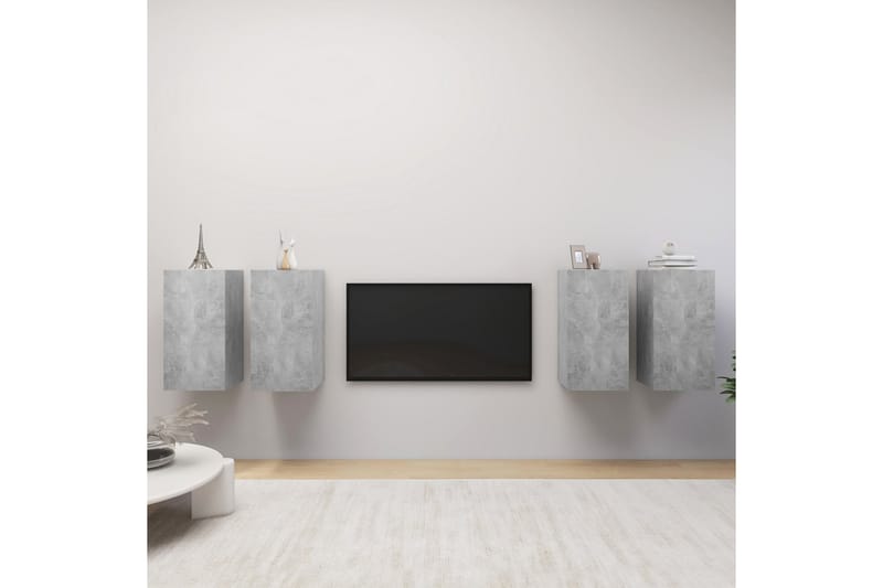 TV-tasot 4 kpl betoninharmaa 30,5x30x60 cm lastulevy - Huonekalut - TV- & Mediakalusteet - TV-kaappi