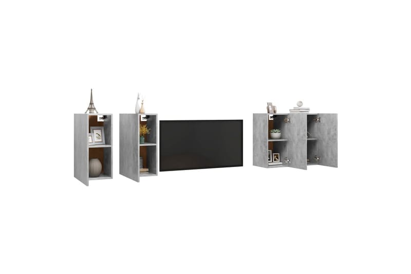 TV-tasot 4 kpl betoninharmaa 30,5x30x60 cm lastulevy - Huonekalut - TV- & Mediakalusteet - TV-kaappi