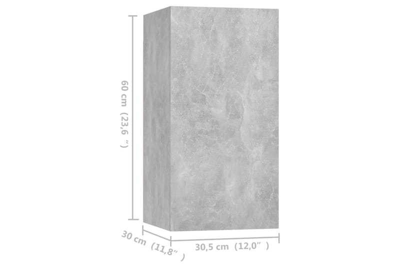 TV-tasot 4 kpl betoninharmaa 30,5x30x60 cm lastulevy - Huonekalut - TV- & Mediakalusteet - TV-kaappi