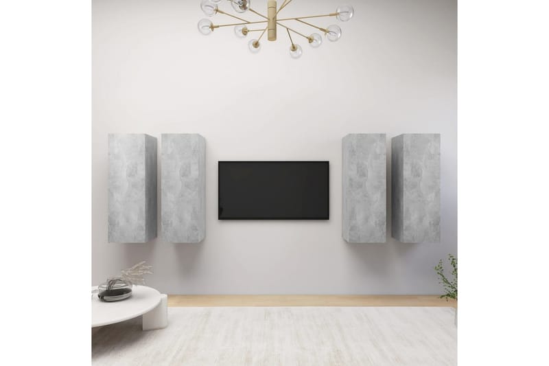TV-tasot 4 kpl betoninharmaa 30,5x30x90 cm lastulevy - Huonekalut - TV- & Mediakalusteet - TV-kaappi