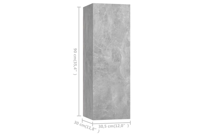 TV-tasot 4 kpl betoninharmaa 30,5x30x90 cm lastulevy - Huonekalut - TV- & Mediakalusteet - TV-kaappi