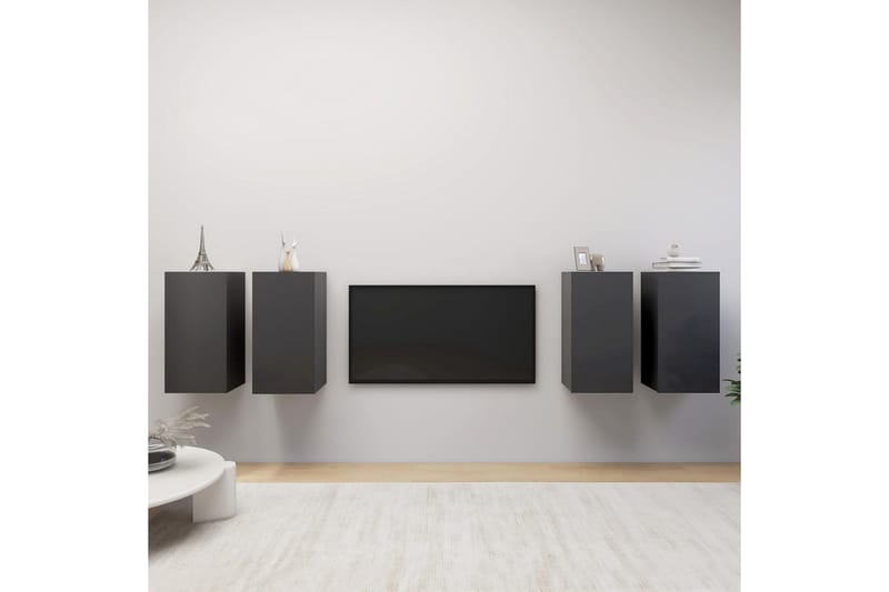 TV-tasot 4 kpl harmaa 30,5x30x60 cm lastulevy - Huonekalut - TV- & Mediakalusteet - TV-kaappi