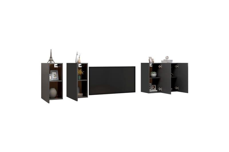 TV-tasot 4 kpl harmaa 30,5x30x60 cm lastulevy - Huonekalut - TV- & Mediakalusteet - TV-kaappi