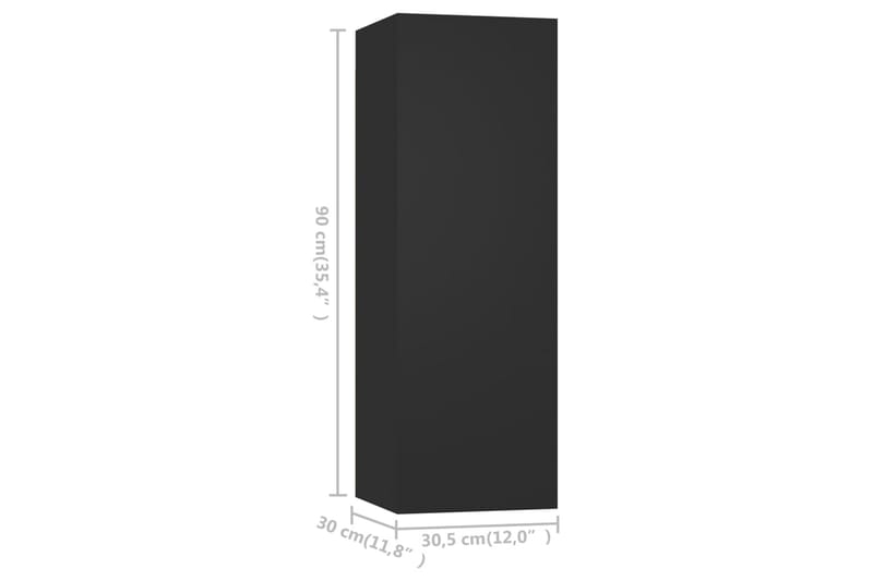 TV-tasot 4 kpl musta 30,5x30x90 cm lastulevy - Huonekalut - TV- & Mediakalusteet - TV-kaappi