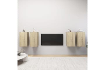TV-tasot 4 kpl Sonoma-tammi 30,5x30x60 cm lastulevy - Huonekalut - TV- & Mediakalusteet - TV-kaappi