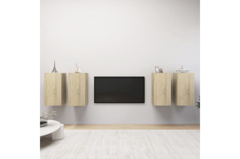 TV-tasot 4 kpl Sonoma-tammi 30,5x30x60 cm lastulevy - Huonekalut - TV- & Mediakalusteet - TV-kaappi