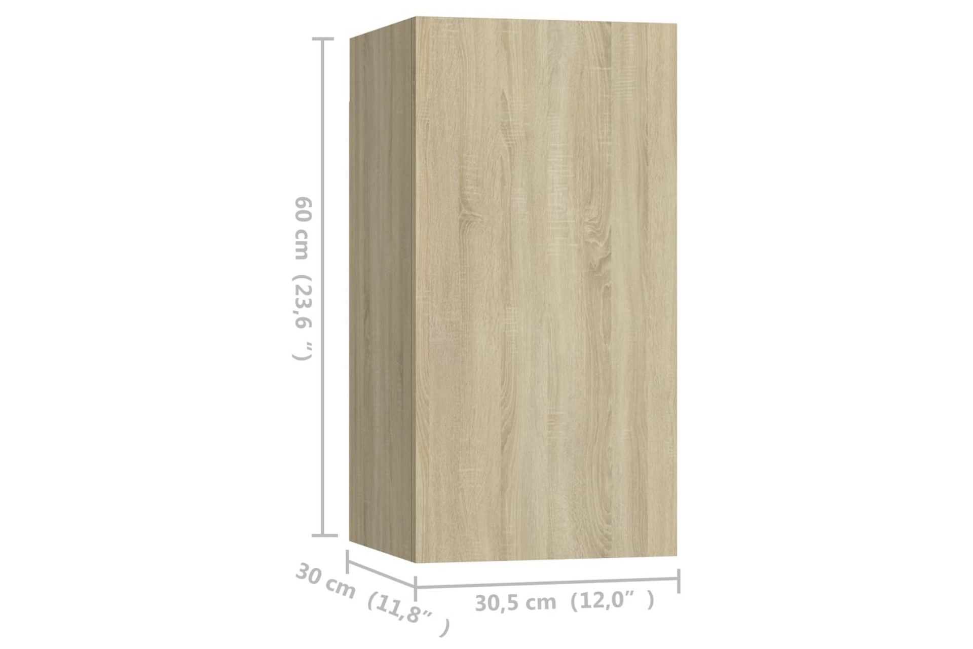 TV-tasot 4 kpl Sonoma-tammi 30,5x30x60 cm lastulevy - Huonekalut - TV- & Mediakalusteet - TV-kaappi