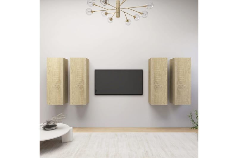 TV-tasot 4 kpl Sonoma-tammi 30,5x30x90 cm lastulevy - Huonekalut - TV- & Mediakalusteet - TV-kaappi