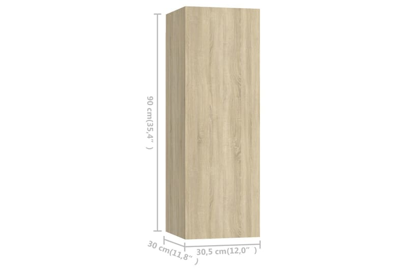 TV-tasot 4 kpl Sonoma-tammi 30,5x30x90 cm lastulevy - Huonekalut - TV- & Mediakalusteet - TV-kaappi