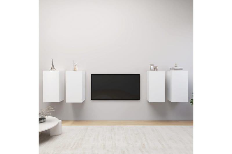 TV-tasot 4 kpl valkoinen 30,5x30x60 cm lastulevy - Huonekalut - TV- & Mediakalusteet - TV-kaappi