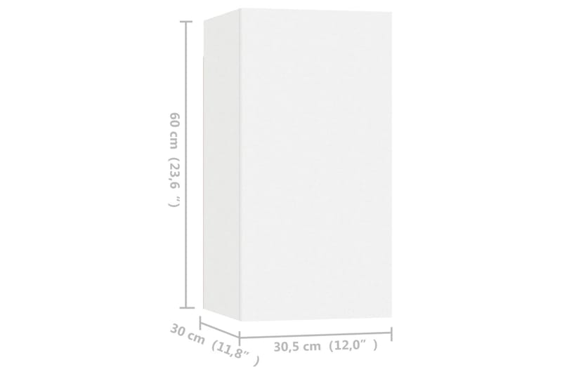 TV-tasot 4 kpl valkoinen 30,5x30x60 cm lastulevy - TV-kaappi