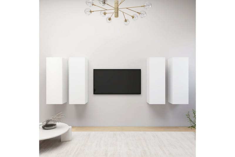 TV-tasot 4 kpl valkoinen 30,5x30x90 cm lastulevy - Huonekalut - TV- & Mediakalusteet - TV-kaappi