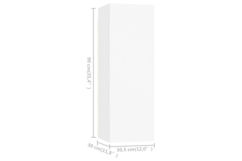 TV-tasot 4 kpl valkoinen 30,5x30x90 cm lastulevy - Huonekalut - TV- & Mediakalusteet - TV-kaappi